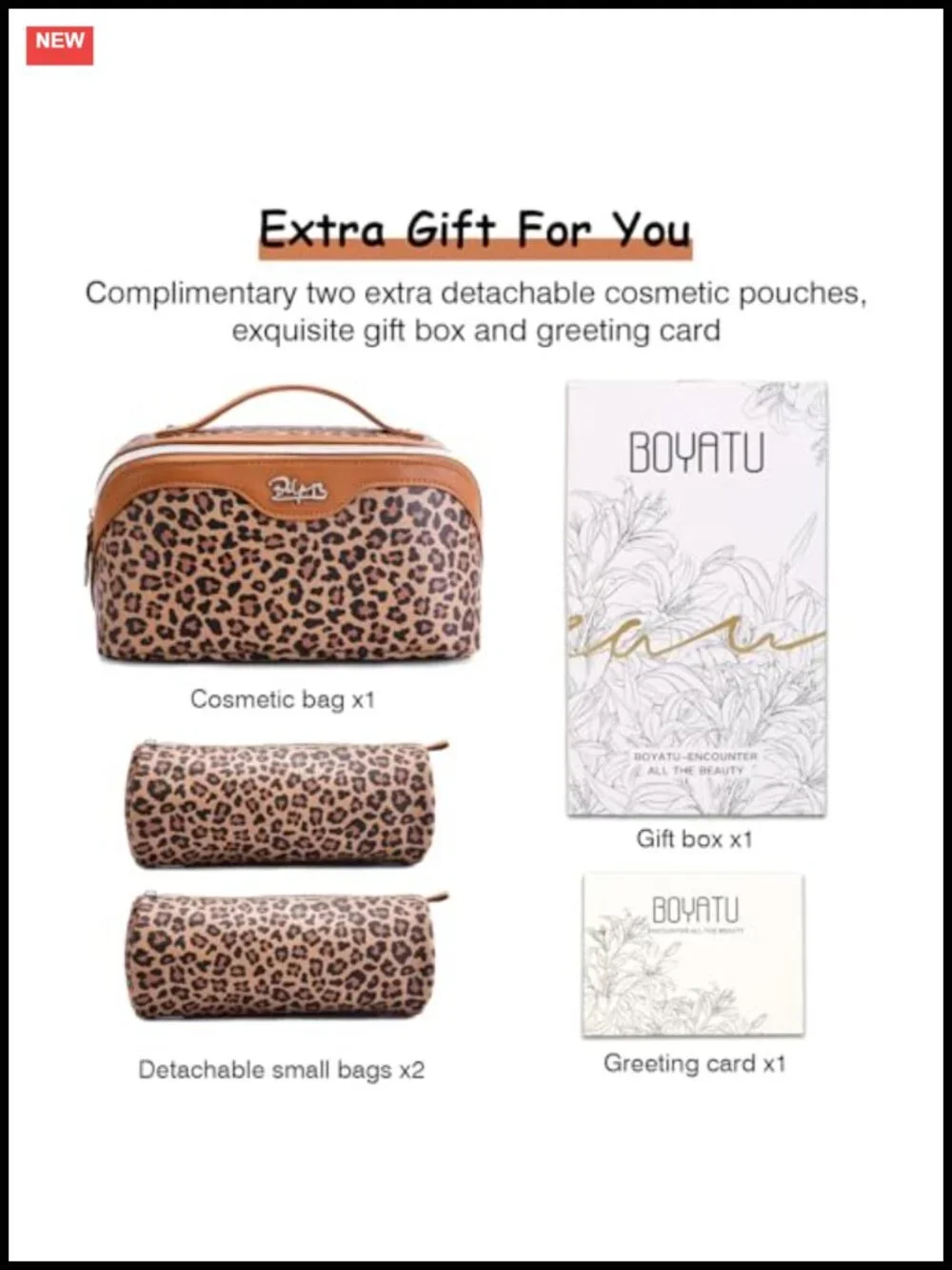 PU Leather 3-Piece Travel Makeup Bag Set with Handle, Waterproof Toiletry